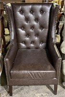 (E) Faux Leather Wingback Chair 46” Tall