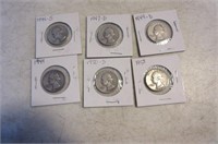 6 Silver Quarters Coins