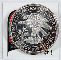 One troy ounce .999 silver trade unit