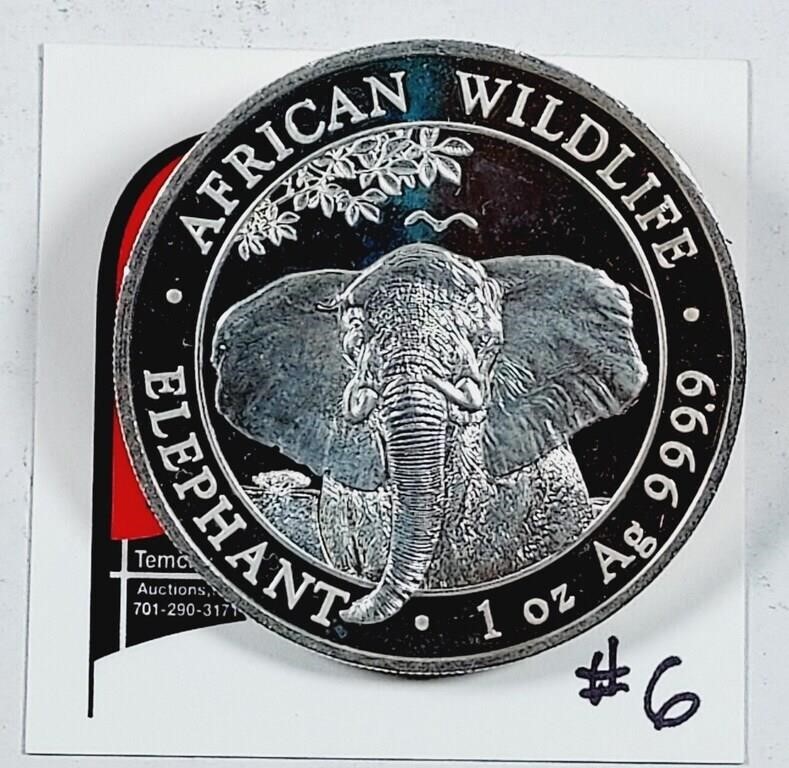 2021  African Wildlife Elephant 1 oz .9999 silver