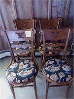 (4) Decorative Backed Wood Chairs