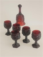 VTG LOT OF AVON CAPE COD RUBY RED GLASS-BELL AND