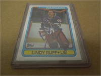 1990 TOPPS NHL CARD AUTO LINDY RUFF NY RANGERS