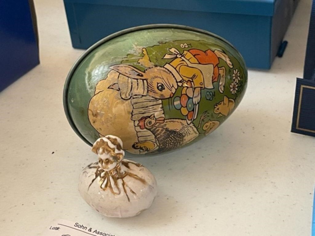 Ceramic and Tin Egg