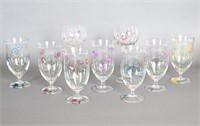 Hand Painted Flower Stemware