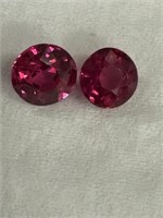 Pair of round cut rubies