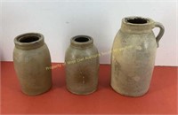 * (3) Antique stoneware crock jars
