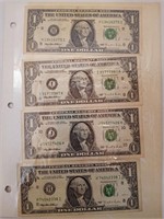 4 American $1 Bills