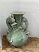 Oriental Dragon Vase, approx, 12in T