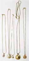 5 Gold Tone Chains with Pendants-Vintage