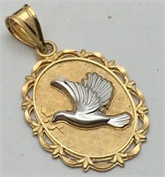 14k Gold Dove Pendant