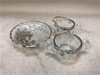 Floral Sea Shell Glass Plate, Sugar Bowl & More