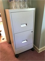 Two drawer metal file cabinet