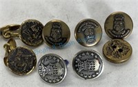 Vintage military buttons and cufflinks