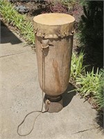 NICE PRIMITIVE HANDCARVED PEG DRUM WITH ROPE