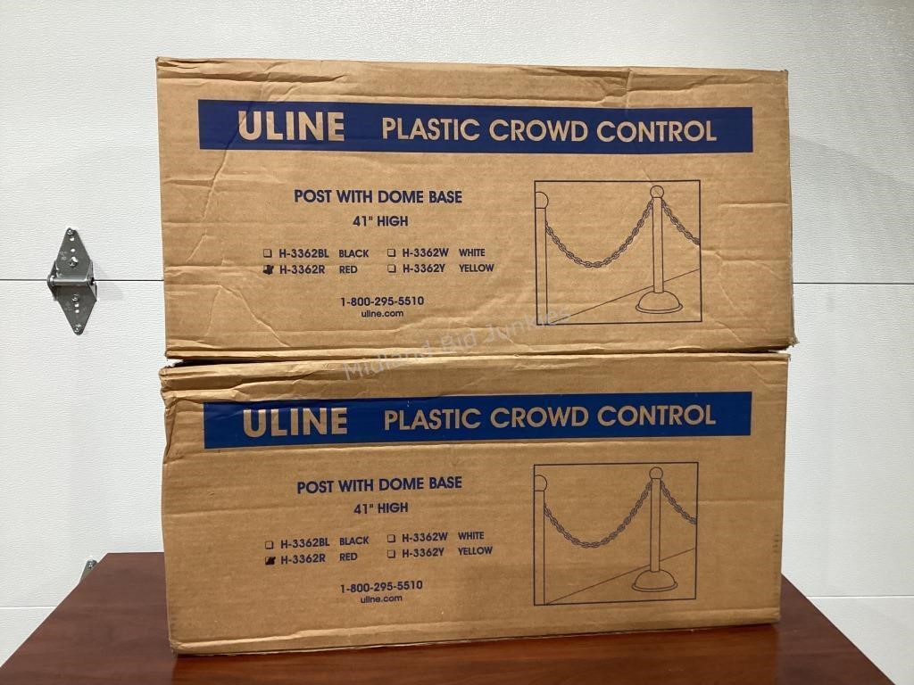 2 New Uline Red Plastic Crowd Control Posts