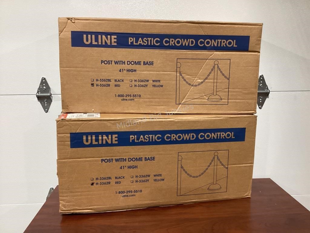2 New Red Uline Plastic Crowd Control Posts