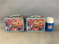 Pair of NFL Metal Lunch Boxes - 1 Thermos