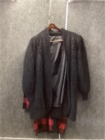 Red Plaid Coat and Angora Fur Black Coat