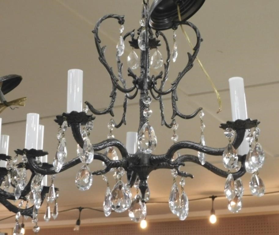 Iron and Crystal Chandelier.