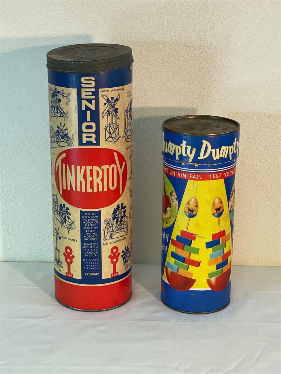 Antique Tinker Toy and Humpty Dumpty toys