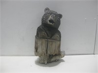 18" Carved Wood Bear Art Statue