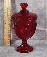RUBY RED DISH WITH LID