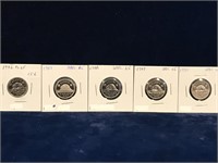 1986, 87, 88, 89, 90 Canadian Nickels  PL65
