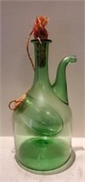 Green Blown Glass Decorative Bottle