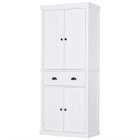 $498  White Freestanding Kitchen Cabinet Pantry wi