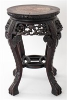 Chinese Marble Mounted Carved Side Table, ca. 1910