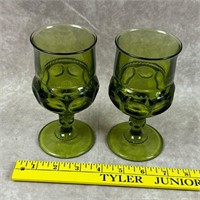 Vtg Indiana Glass Kings Crown Green Glasses