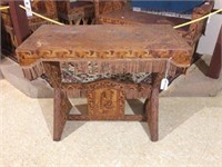 Hand tooled leather sofa table