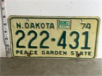 License plate- 1974 North Dakota