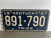 License plate- 1967 Kentucky