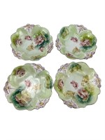 Floral scalloped dessert bowls vintage porcelain