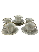 Demitasse porcelain teacups gold stripping