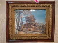 Nature print in beautiful oak filigreed frame