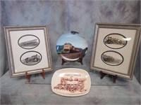Framed Train Postcards & Collector Plates