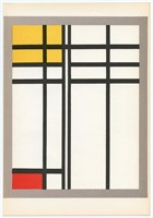 Piet Mondrian lithograph "Opposition of Lines, Red