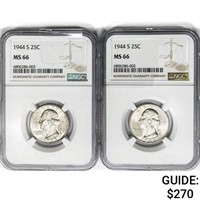 1944-S [2] Washington Silver Quarter NGC MS66