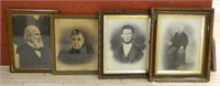 Early Charcoal Portraits in Antique Frames.