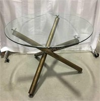 Glass Top Dining Table w/Gold Metal Legs