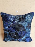 Beautiful Embroidered Blue Accent Pillow