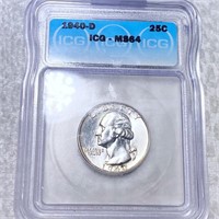 1940-D Washington Silver Quarter ICG - MS64