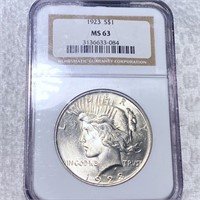 1923 Silver Peace Dollar NGC - MS63