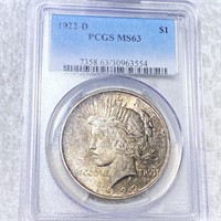 1922-D Silver Peace Dollar PCGS - MS63