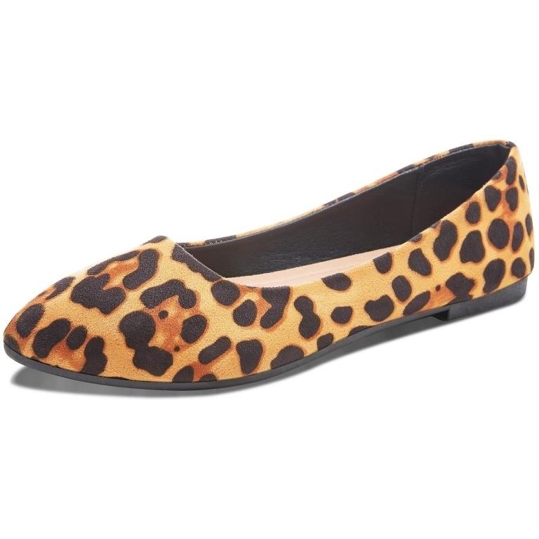 WF1309  SHIRRY Faux Suede Pointed Toe Flats Leopa