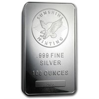 100 Oz Silver Bar - Sunshine (mint Mark Si)