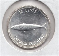1967 Canada 10 Cent Silver Coin